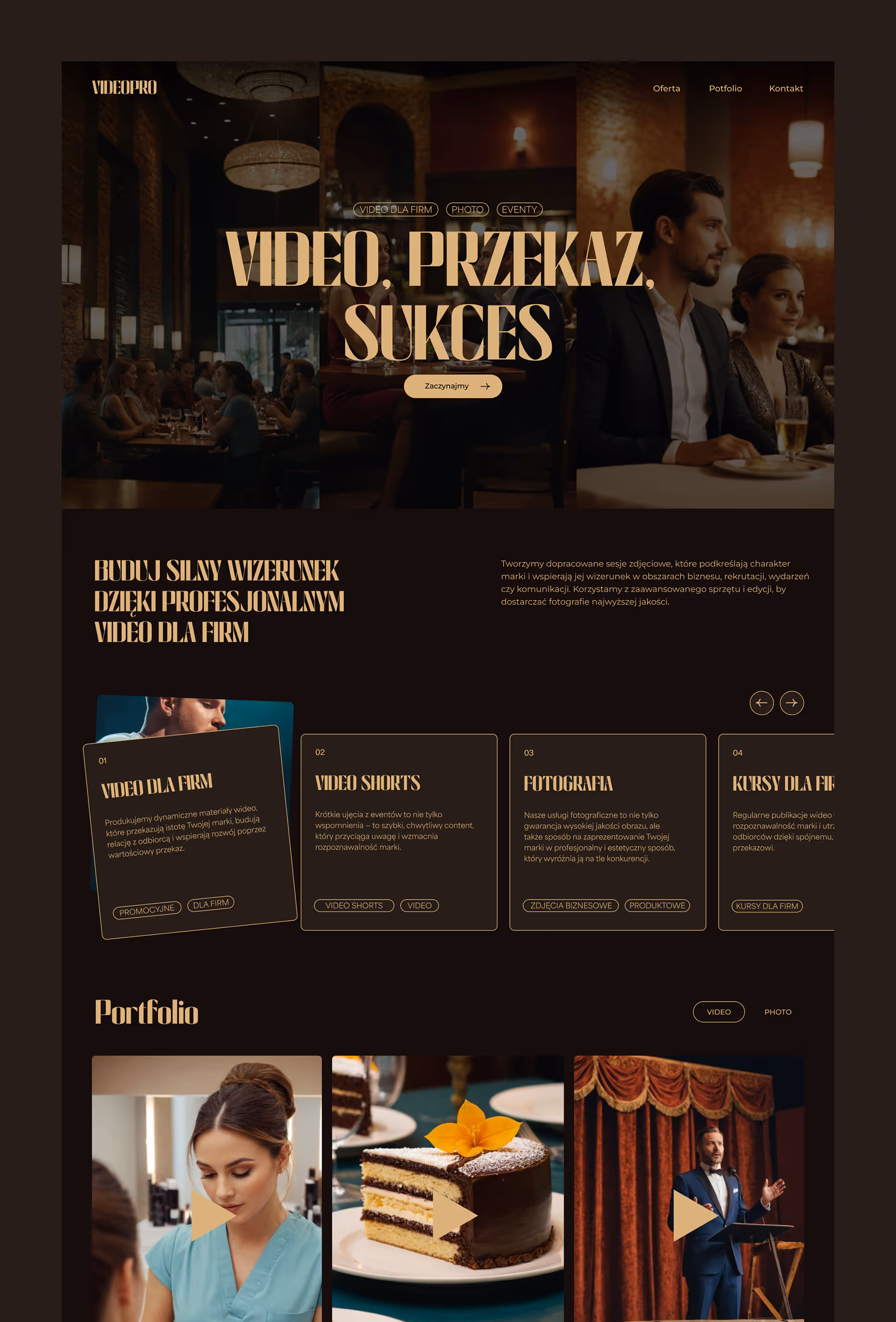 Projekt strony internetowej dla ekipy filmowej