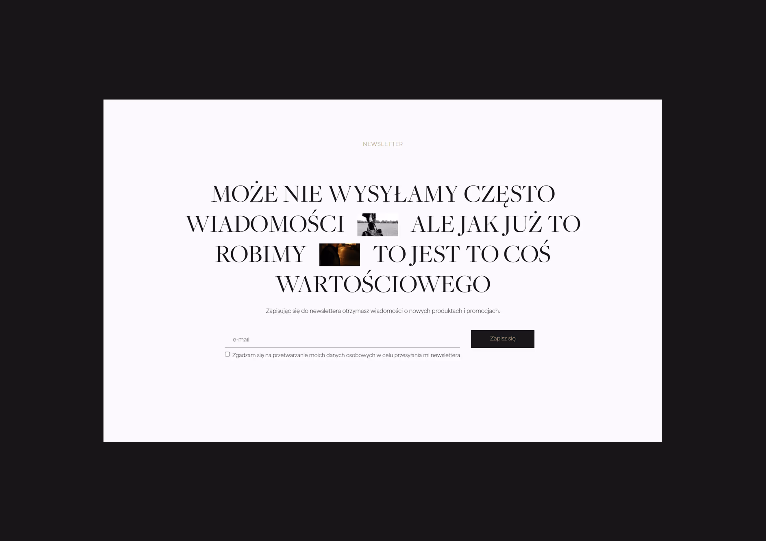Projekt sekcji z newsletterem