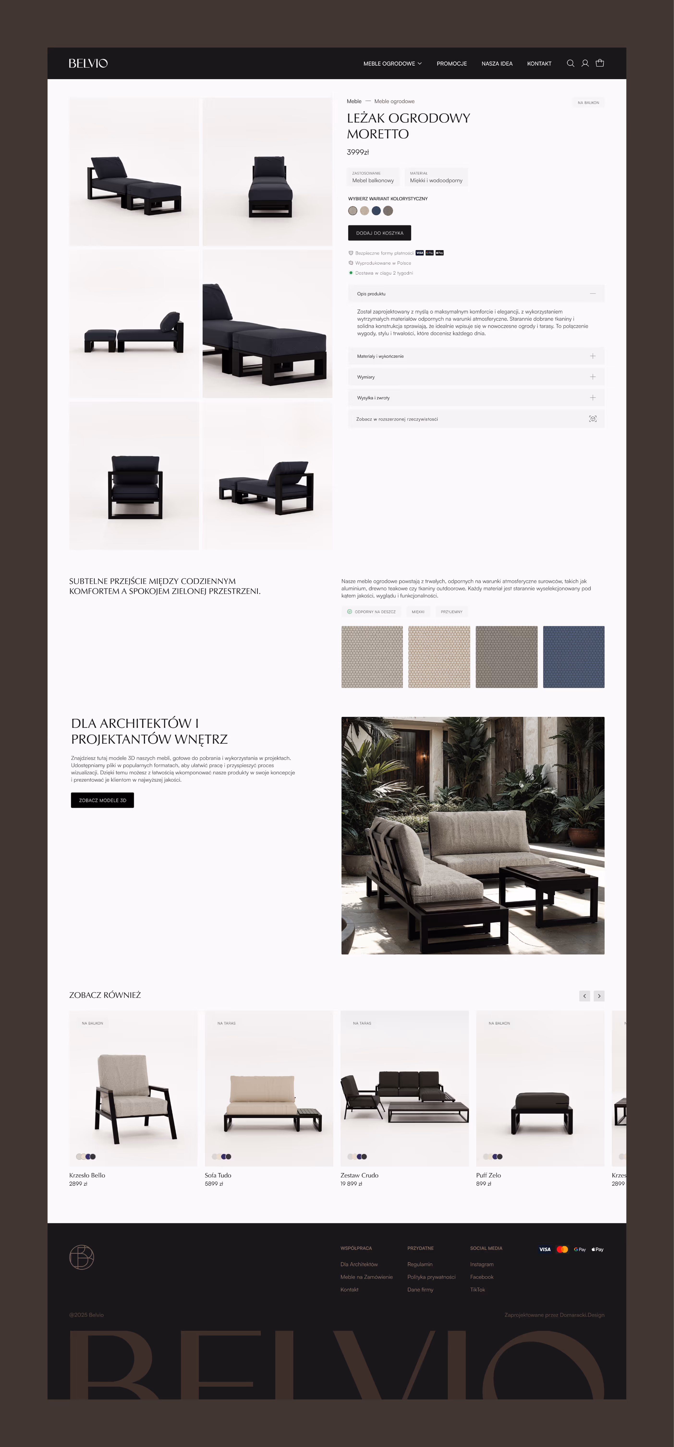 Projekt strony produktowej sklepu internetowego z meblami ogrodowymi